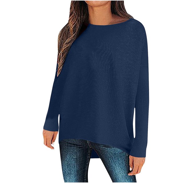 Besolor Womens Spring Fall Tunic Tops Ladies Crewneck Long Sleeve T-Shirt Casual Solid Color Spring Fall Going out Blouse