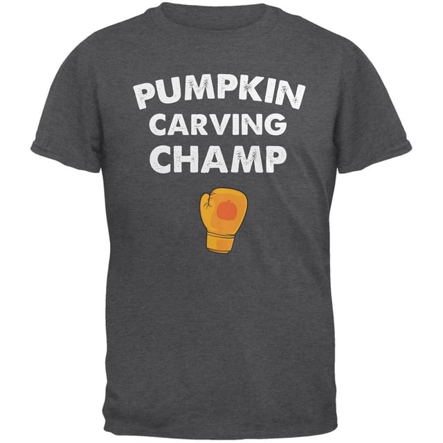 T-Shirt pour Adulte Halloween Citrouille Sculptée Champion Gris Chiné Foncé
