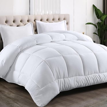Ensemble de Couette Toutes Saisons Format Grand Lit, Couette Matelassée Douce en Alternative au Duvet de Qualité Supérieure G/m2 + Taies d'Oreiller avec Languettes d'Angle, Lavable à la Machine, Grand Lit ( * )