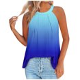 thumbnail image 1 of Timegard Womens Tank Tops Gradient Color Crew Neck Back Button Ruched Casual Sleeveless Tops Blouses, 1 of 3