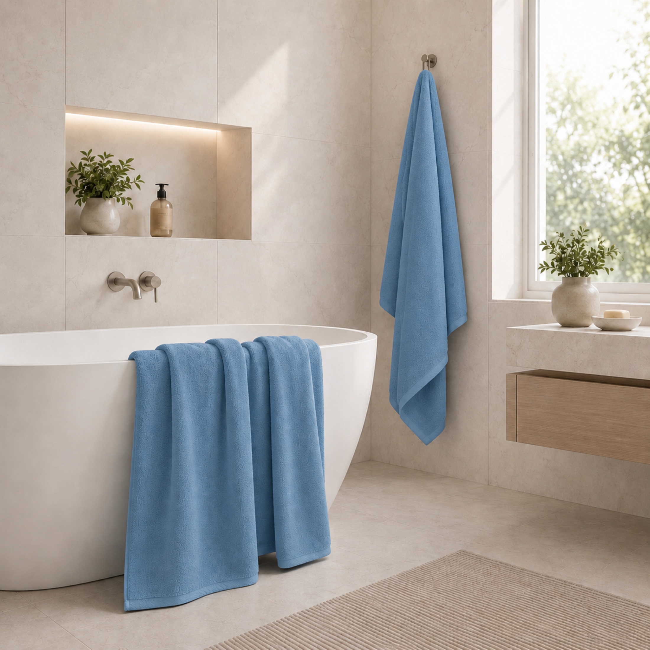 Ensemble de 6 serviettes bain Swift Home — 100 % coton, luxueusement douces, très absorbantes, séchage rapide, aqua