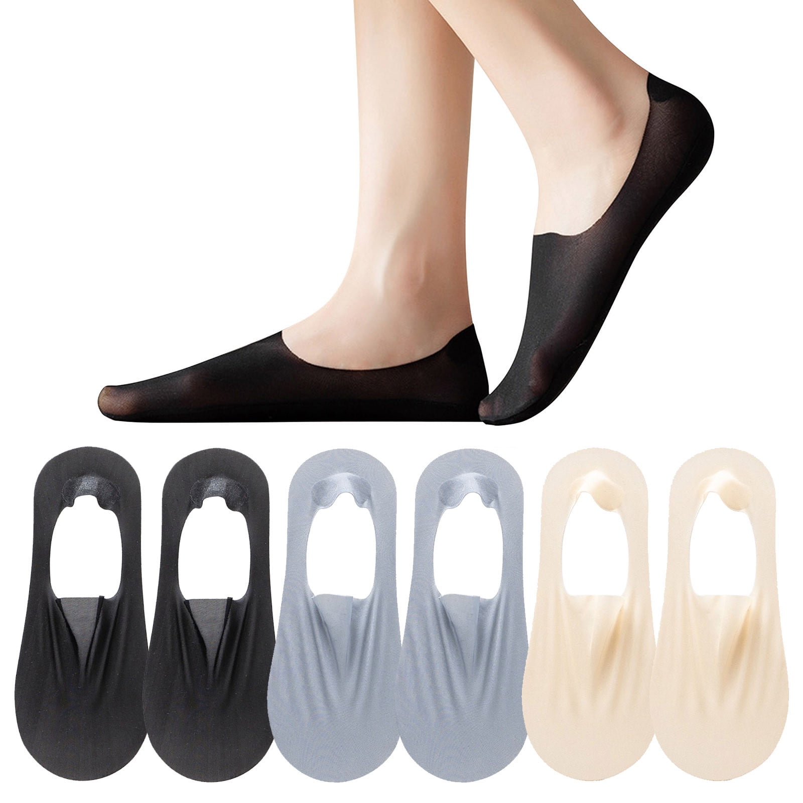 Socks for Women, 6 Pairs Womens Socks Nylon Non Slip Low Cut Invisible Liner Footies Thin Socks Lightweight Socks