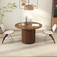 thumbnail image 2 of Weselon 78" Extendable Dining Table for 6-8, Modern Oval Kitchen Table with Roman Column Table Leg, Large Oval Solid Wood Table, Dining Room Table, Walnut, 2 of 9