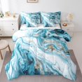 thumbnail image 1 of YST Abstract Artwork 7pcs Comforter Set Blue Marbling Bed in a Bag, Twin, 1 of 4