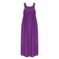 thumbnail image 4 of hotojiny Robes d'Été pour Femmes 2025 Grande Taille Coton Lin Robe Maxi Plissée Décontractée à Bretelles Salopette Robe, 4 of 6