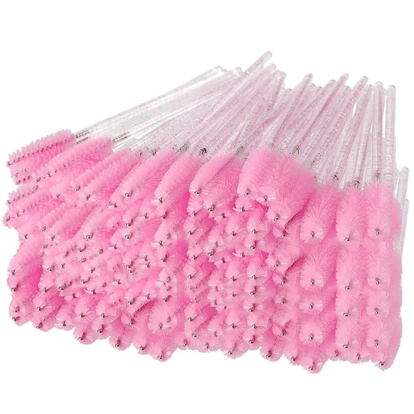 200 Pieces Disposable Eyelash Brush, Spoolies Brush Mascara Applicators Eyebrow Brushes Lash Extension Supplies - Pink