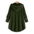 thumbnail image 3 of Qertyioot Women Plus Size Button Plush Tops Hooded Loose Cardigan Wool Coat Winter Jacket, 3 of 4