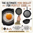 thumbnail image 2 of Cast Iron Mini Skillet, 3.94-Inch Pre-Seasoned Small Frying Pan, Flat Bottom Non-Stick Iron Egg Pancake Cooker with Iron Handle, 2 of 6