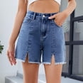 thumbnail image 4 of Weiqiqre Shorts pour Femmes Jupe Mini en Denim Extensible Taille Mi-Haute Décontractée Tendance Jupes en Jean avec Poches, 4 of 7