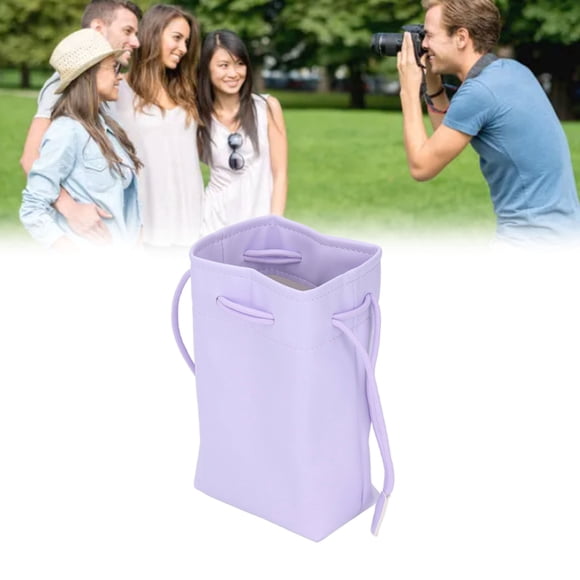 Instant Film Printer PU Drawstring Bag, Prevent Damage PU Leather Drawstring Pouch Bag Protection Portable Dustproof for Carry Purple,Pink,Green,White,Blue
