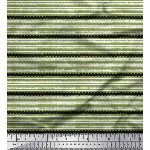 Soimoi Cotton Poplin Fabric Stripe Block Print Fabric by Yard 56 Inch Wide
