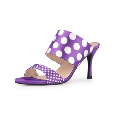 BLISSFUL STEP Sandales à Talon Aiguille à Pois pour Femmes Violet (Taille 7)