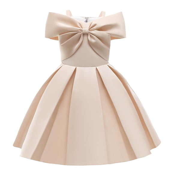 Zshosam Girls' Dresses Junior Bridesmaid Dresses Silk Satin Flower Girl Dress for Teen Girls Special Occasions Size 9T 10T,(Beige 9-10 Years)