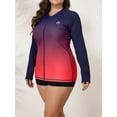 thumbnail image 4 of Charmo Womens Plus Size Long Sleeve Rash Guard Top Zipper Sufing Swim Shirt, 4 of 5