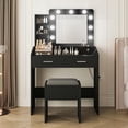thumbnail image 2 of Coiffeuse avec Miroir Éclairé et Barre d'Alimentation avec 2 Tiroirs, Ensemble de Coiffeuse Blanc avec Grand Rangement, 3 Modes d'Éclairage, 31,5 Po, Noir, 2 of 8