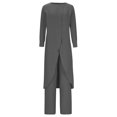 thumbnail image 1 of Birdeem Blouses pour Femmes Mode Femme Col Rond Uni Manches Longues Blouse Pantalon Long Taille Élastique Ensembles de Détente, 1 of 12