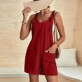 thumbnail image 5 of Économies d'Été! SROBPTY Combinaisons pour Femmes, Mode Femme Été Unie Décontractée Sans Manches à Bretelles Combinaison Courte Rouge, G, 5 of 5