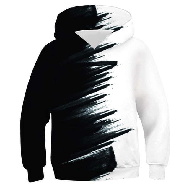 RXIRUCGD Chemise pour Enfants à Manches Longues T-shirt Imprimé Col Rond Cool Garçon Sweat à Capuche (Blanc, Taille : 5 Ans)