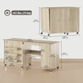 thumbnail image 2 of CoSoTower Sewing Machine Table with Drop Leaf, Folding Craft Table with 2 Doors and Adjustable Shelf for Small Spaces, Natural, 2 of 7