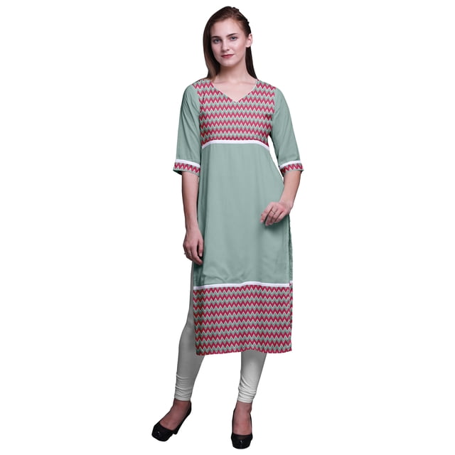 Bimba Robe Kurti Longue Imprimée Tunique Droite Robes pour Femmes Haut Indien