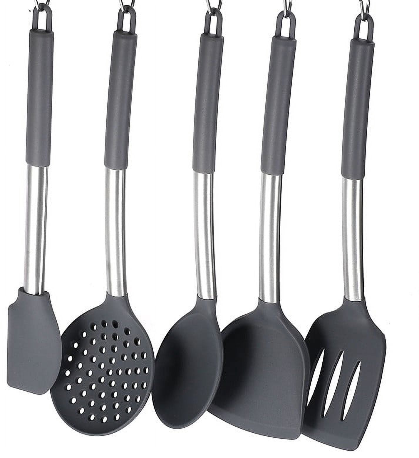Daily Kitchen Utensils Set Silicone and Stainless Steel Non-stick Cookware Heat-resistant Cookware Eight-piece Household Kitchen Utensils Set