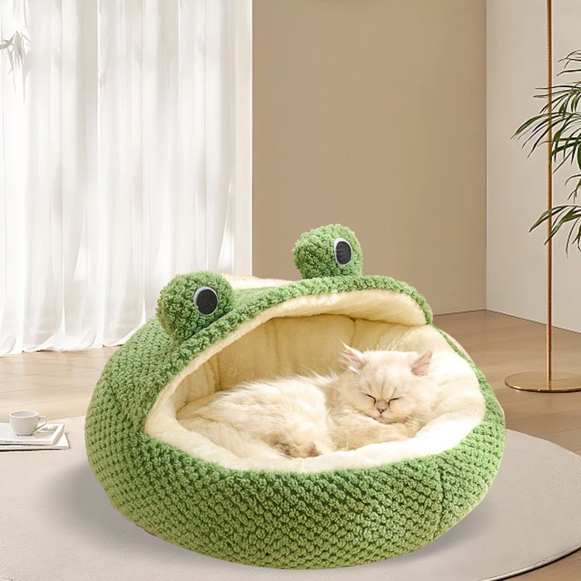 Soft Plush Pet Cave Bed, Cute Cartoon Design, Keep Warm, Breathable, Lightweight for Cats Dogs