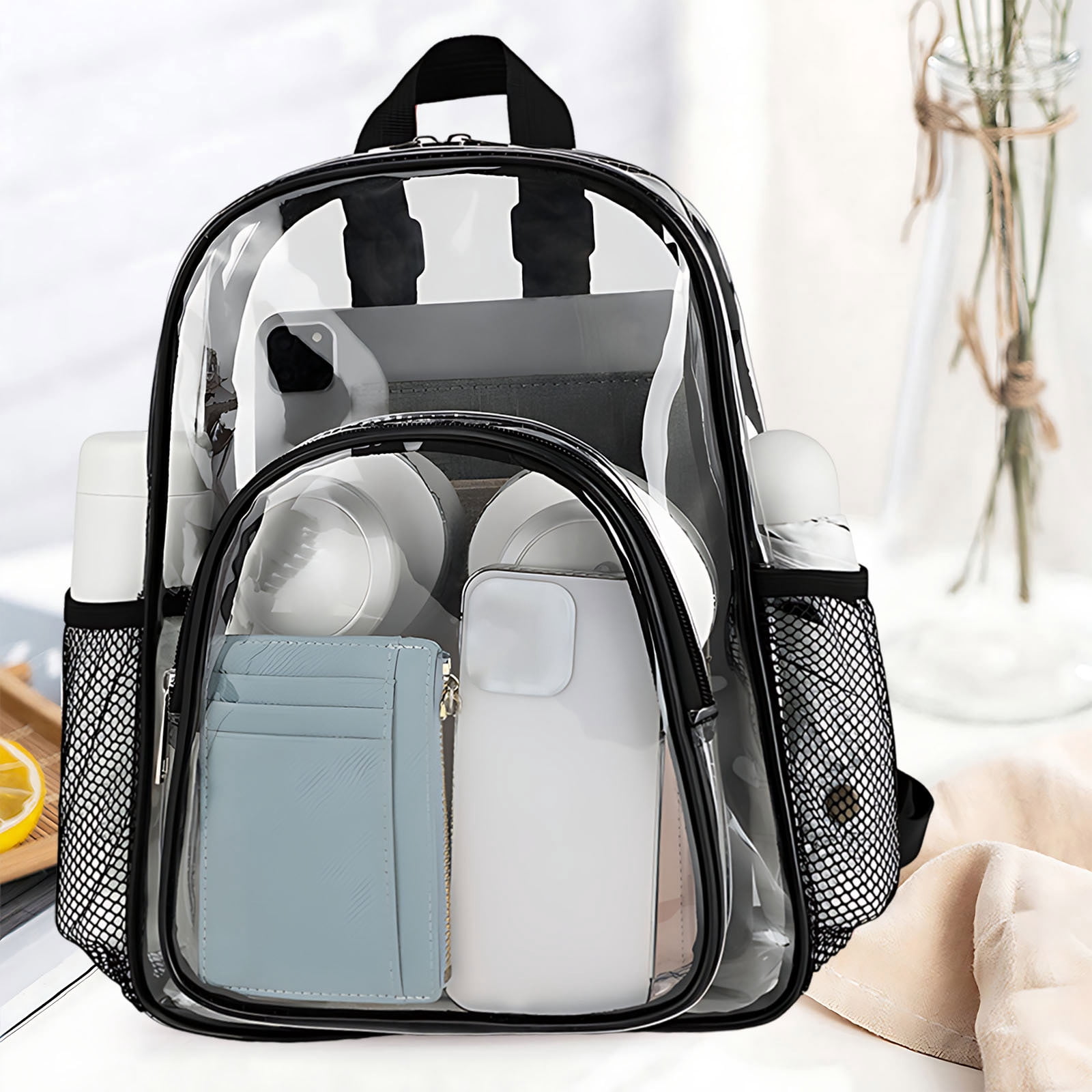 Apmemiss Sac à Dos Transparent en Liquidation Imperméable en Pvc Sac de Rangement Grande Capacité Cartable pour Étudiant Sac à Dos de Loisirs