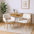 thumbnail image 2 of Homy Casa Set of 2 Upholstered Dining Armchairs with Cut Out Back and Wood Grain Legs, 2 of 10