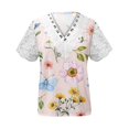 thumbnail image 4 of LOVZFMLL Hauts d'Été pour Femmes Femmes Mode Été Pli Imprimé Régulier Femmes Manches Courtes Col en V Bouton Haut, 4 of 5