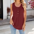 thumbnail image 2 of Timegard Womens Tank Tops Round Neck Button Ruched Eyelet Sleeveless Top Casual Tunic Top for Leggings, 2 of 5