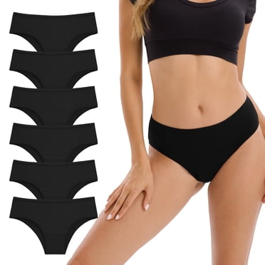 INNERSY Women's Underwear Breathable Cotton Bikini Panties 6-Pack(M,Black)
