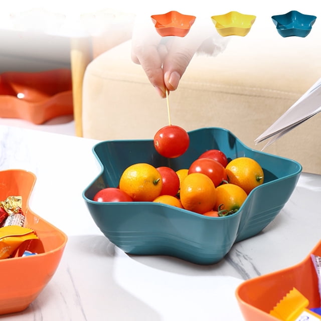 Sentmoon Decorative Bowl Fruit Holder for Kitchen Countertop Fruit Tray Household Coffee Table Dried Fruit Box Divided Melon Candy Snack Storage Box