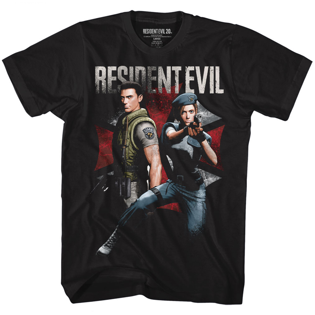 Resident Evil Horror Science Fiction Video Game Chris And Jill Adult T-Shirt Tee