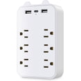 thumbnail image 1 of LAICAIW Parasurtenseur 9-en-1 Parasurtenseur Prises Multiples Parasurtenseur avec Barre d'Alimentation USB Adaptateur Mural Parasurtenseur 9-en-1 Rallonge 6 Prises avec 2 Ports USB et 1 Port USB-C Barre d'Alimentation Mul, 1 of 6