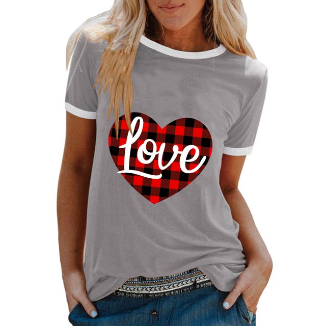 T-shirt Décontracté pour Femmes à Imprimé, Col Rond, Coupe Ample, Manches Courtes, Haut Blouse Chandail