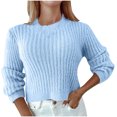 thumbnail image 1 of Chandail Classique à Enfiler Mode Femmes Confortable Décontracté Couleur Unie Manches Longues Col Rond Chandail Mignon de Noël pour Femmes P-111 Bleu G, 1 of 6