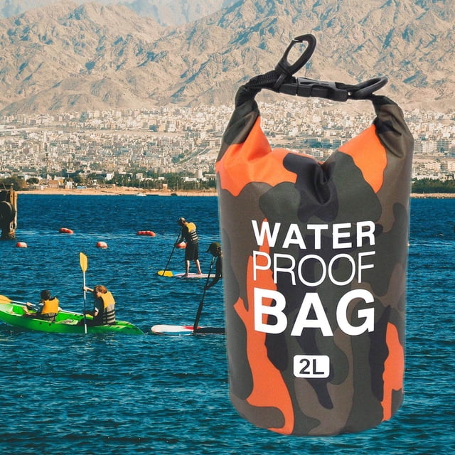 Small 2L Waterproof Dry Bag boating travel Crossbody Shoulder Bag for Kayaking Orange