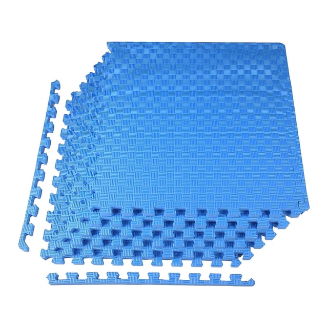 BalanceFrom Tapis d'Exercice en Mousse EVA Emboîtable de 24 Pi2, Bleu