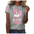 thumbnail image 1 of TSADFHJI Hauts à Manches Longues pour Femmes en Coton Mode Décontractée pour Femmes T-Shirt à Manches Courtes Col Rond Imprimé Gris, 1 of 6