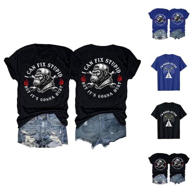T-shirts pour Femmes I'm Radio-Active 2026 Été Décontracté Manches Courtes Col Rond Ham Operator Radio Amateur T-Shirts Graphiques