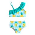 thumbnail image 1 of MIASHUI Girls Two Piece Bathing Suit Bikini Swimsuit Striped Ruffle Swimwear,Mint Green,5-6 Years, 1 of 6