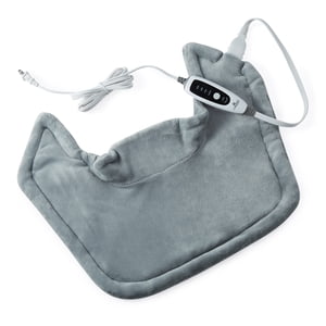 Pad de chauffage pondéré pour le cou & Epaules - Enveloppe de collier électrique portable - Soulagement rapide de la douleur, thérapie sous pression profonde, 4 Niveaux de chaleur, 2H Arrêt automatique - 22" x 19" - Couleur: Gris clair, Taille: 22 , * 19 ,