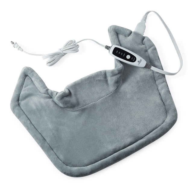 Weighted Heating Pad for Neck & Shoulders - Wearable Electric Neck Wrap - Fast Pain Relief, Deep Pressure Therapy, 4 Heat Levels, 2H Auto Shut Off - 22" x 19" - Color: Light Grey, Size: 22“*19”