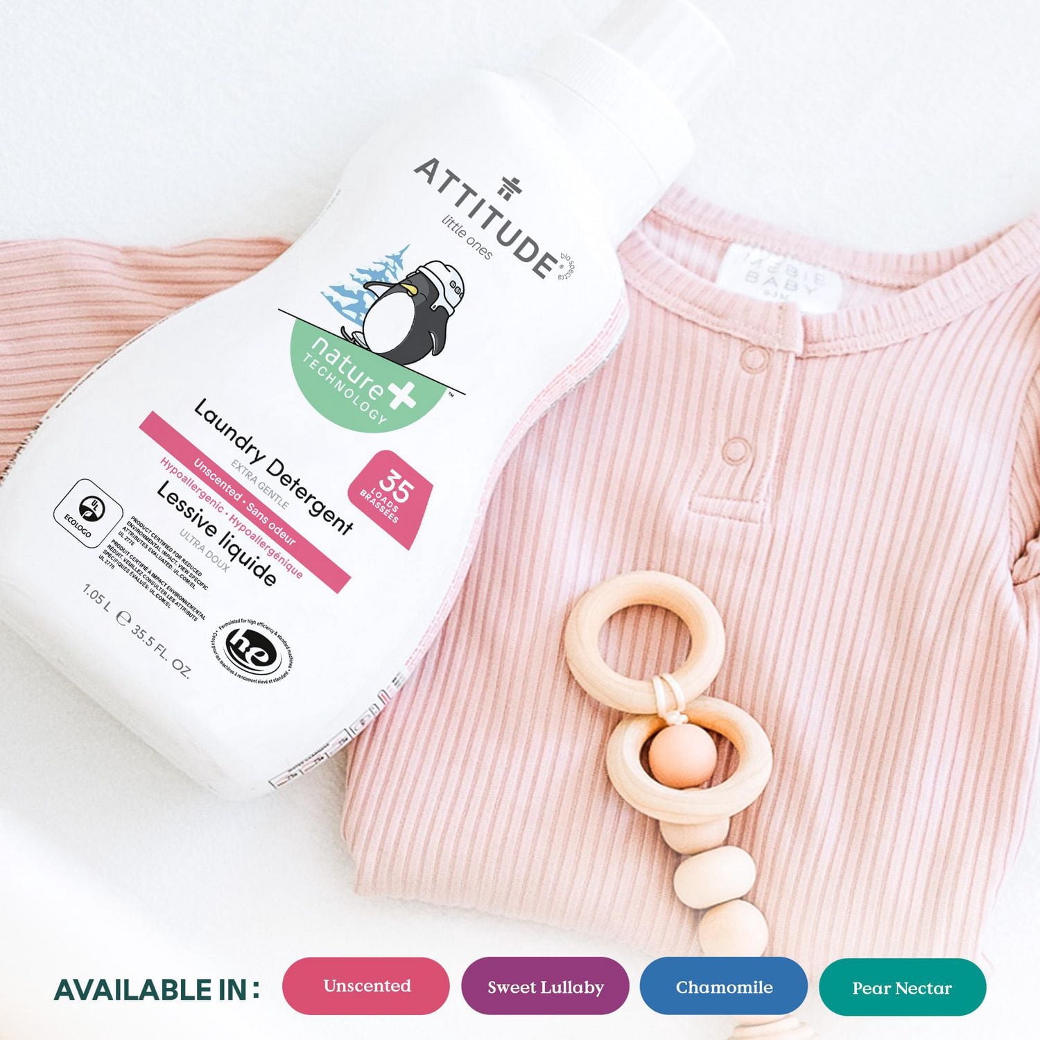 ATTITUDE baby leaves, Laundry Detergent, Unscented, 1.04 L