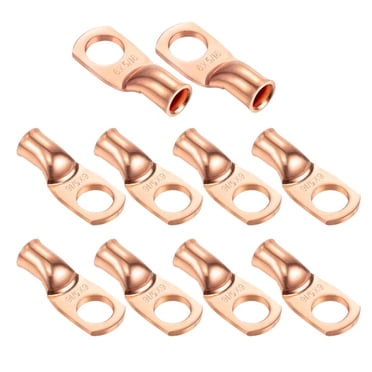 Ampper Cosses de Fil de Cuivre Robustes, Œillets UL, Connecteurs de Terminal en Cuivre pour Câbles de Batterie et Plus (6 Awg, Anneau 5/16 Pouces, 10 Pcs)