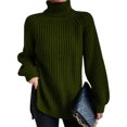 thumbnail image 1 of Innerwin Chandails à Col Roulé pour Femmes Chandail de Travail Manches Longues Ample Tricoté Vert Armée G, 1 of 2