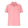 thumbnail image 4 of cfhntfmh Womens Button down Shirt Short Sleeve V Neck Collared Tops Solid Color Work Blouse Summer Beach Tops, 4 of 6