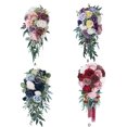 thumbnail image 2 of Transemion Eco-friendly Artificial Bridal Bouquet Wide Application Realistic Appearance Vintage wine red 1Set, 2 of 6