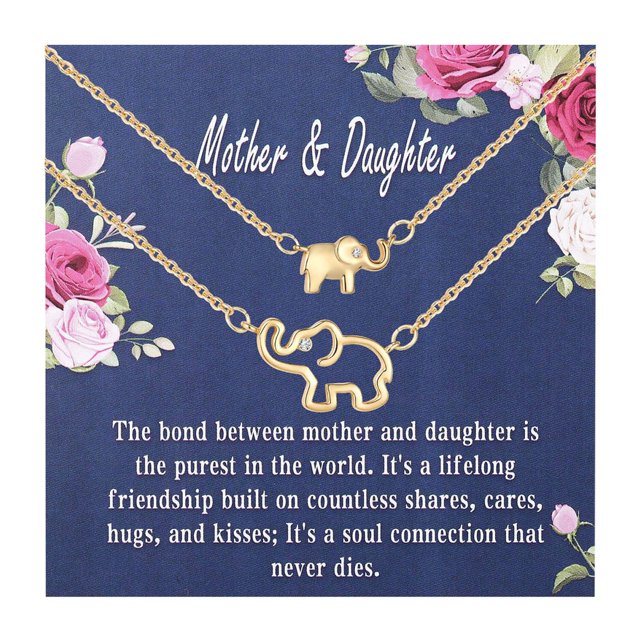 SIfdSeng Mother Daughter Necklace Set Rhinestone Necklace Big Elephant Little Elephant Rhinestone Necklace Suit to My Daughter to My Mom