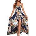 thumbnail image 2 of Pisexur Robes Femmes Belle Robe d'Été pour Femmes Décontractée Vacances Imprimé Robe Nuisette avec Fente au Bas Bleu Marine,G, 2 of 9